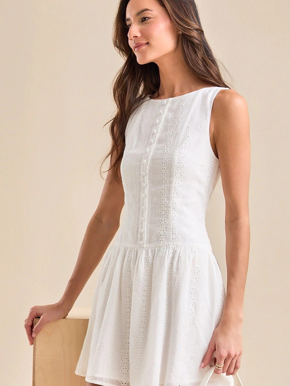 Altard State White Eyelet Mini Dress Size XXS Like New